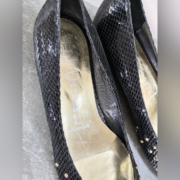 Jeffrey Campbell black round point toe flats gold studded size 8 leather - Picture 3 of 9